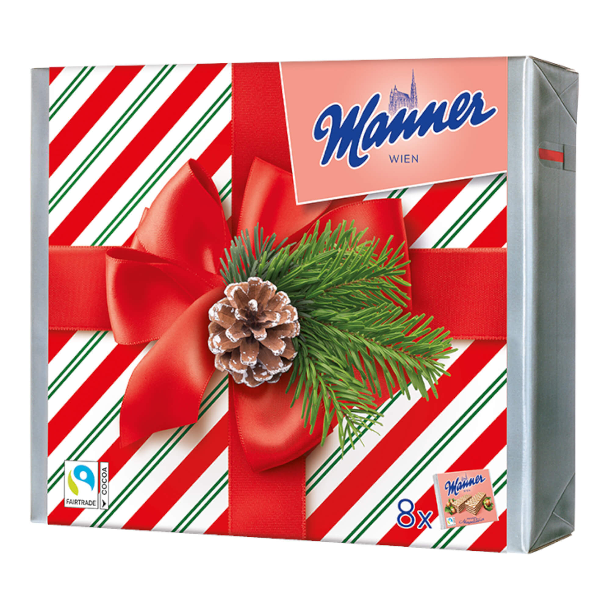 Manner Original Neapolitaner Schnitten 8er Geschenkpackung Weihnachten Schleife 600g